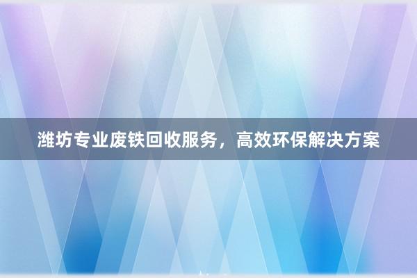 潍坊专业废铁回收服务，高效环保解决方案